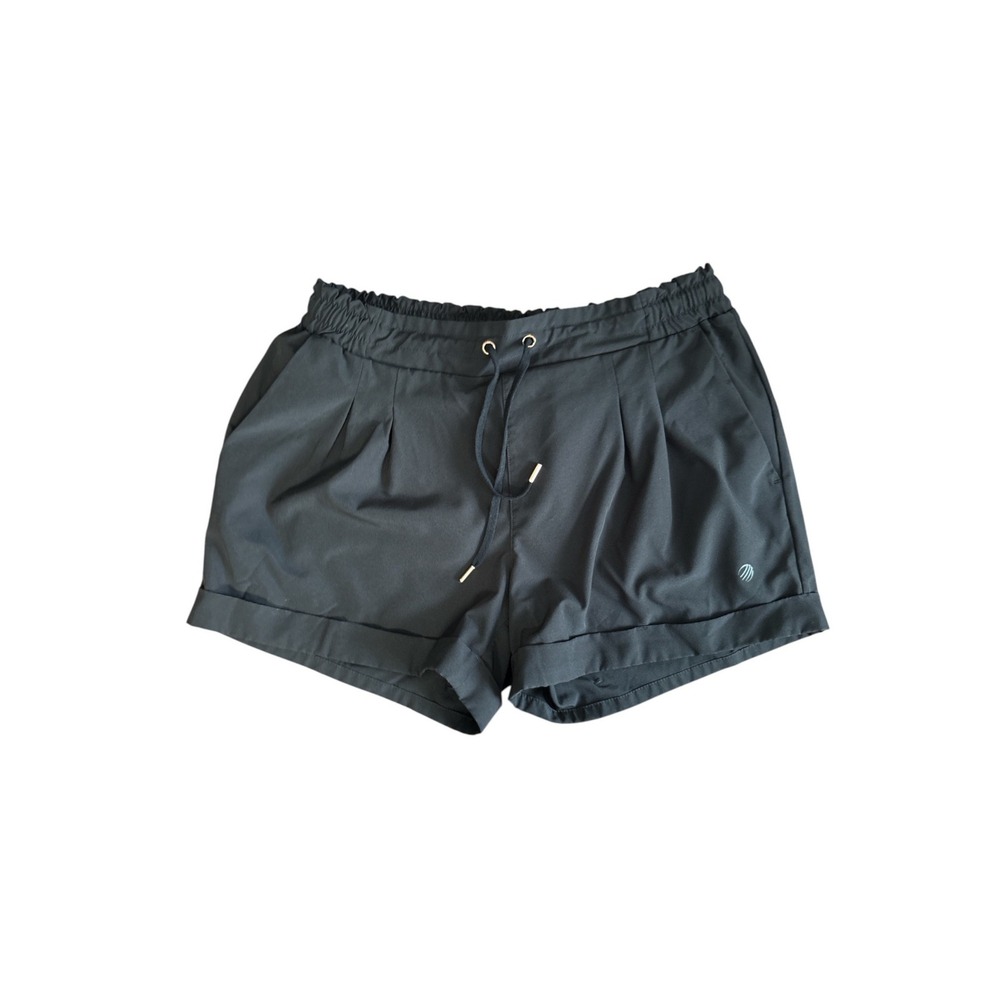 MPG Sport Womens Black Elastic Waist Drawstring Pleated Active Shorts Size M‎